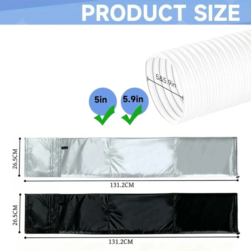 Portable AC Hose Insulation Sleeve Air Conditioning Hose Cover Wrap for 5-5.9in Diameter Exhaust Hose AC Duct Vent Cover Sleeve