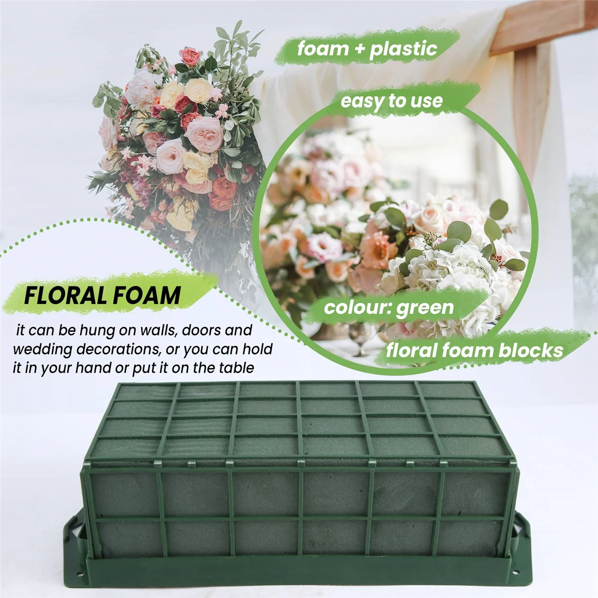 4 Pcs Floral Foam Cage Flower Holder with Floral Foam for Flowers Cage Bowl for Table Centerpiece Floral Arrangement