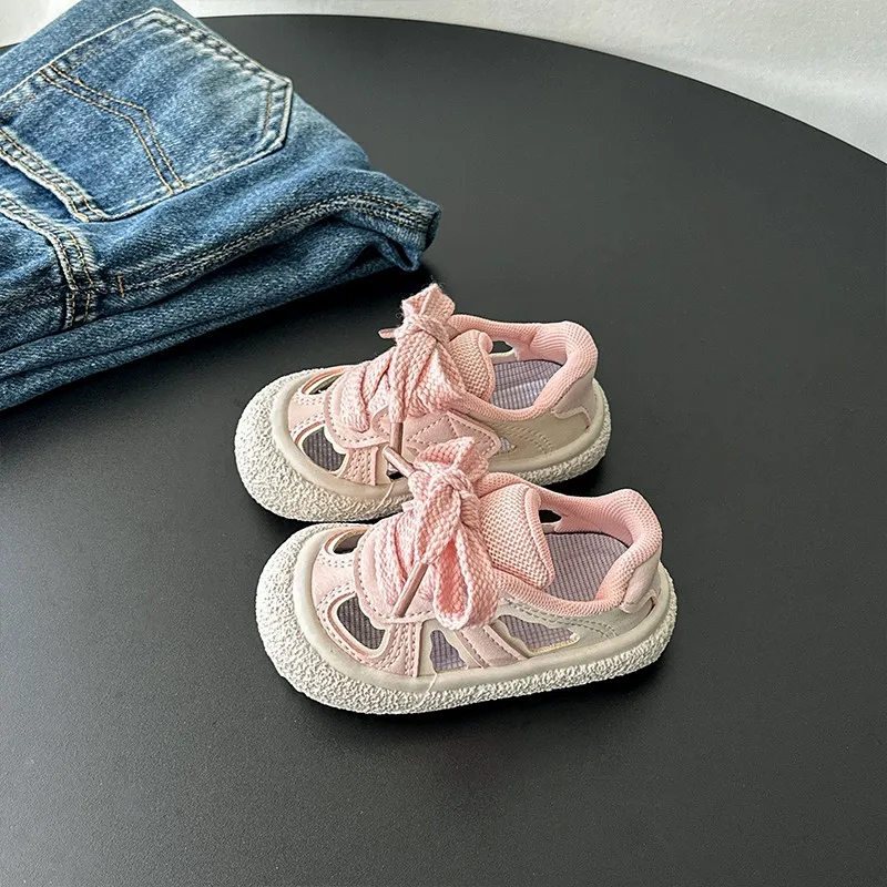 

Toddler Pull Rope Baby Casual Shoes Mesh Breathable 2026 New Fashion Kids Running Shoes Soft Bottom Versatile