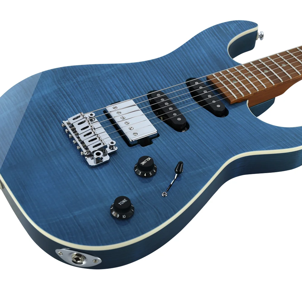 Blue Electric Guitar Flame Maple Top New
