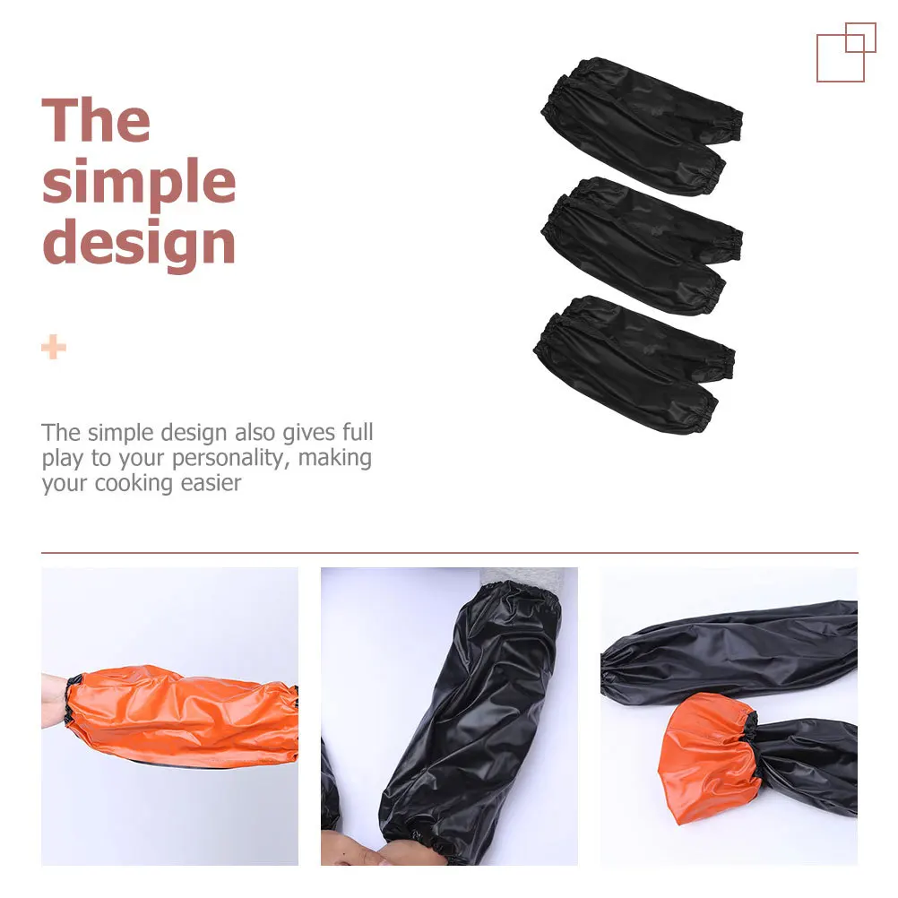 

3Pairs Practical PVC Oversleeves Waterproof Oilproof for Kitchen Gardening Daily Use Oversleeves Work Men Sleeves