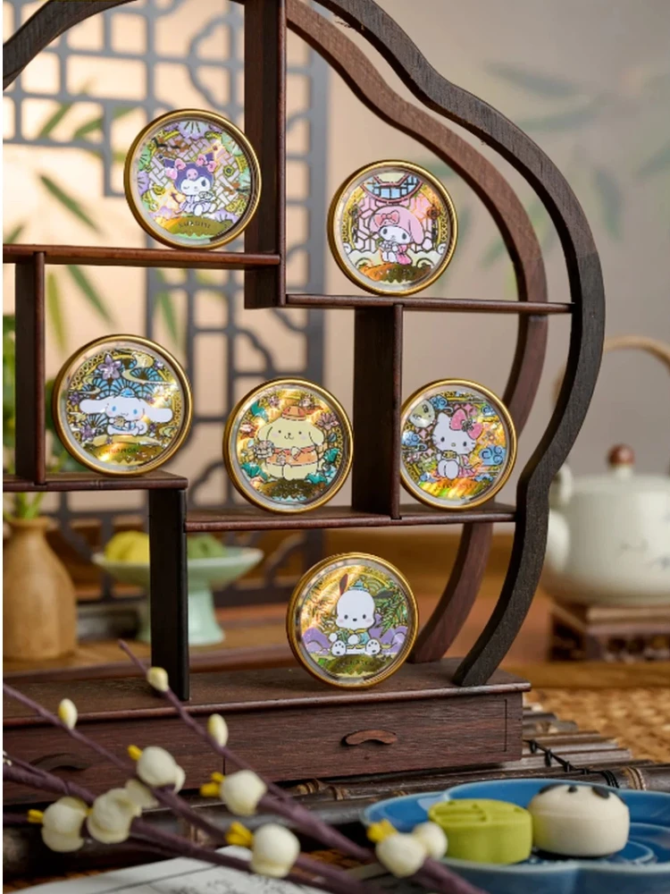 

KAYOU Sanrio Blind Box Characters Double Sided Badge Colorful Tea Break Collectible Peripheral Pendant For Collectors
