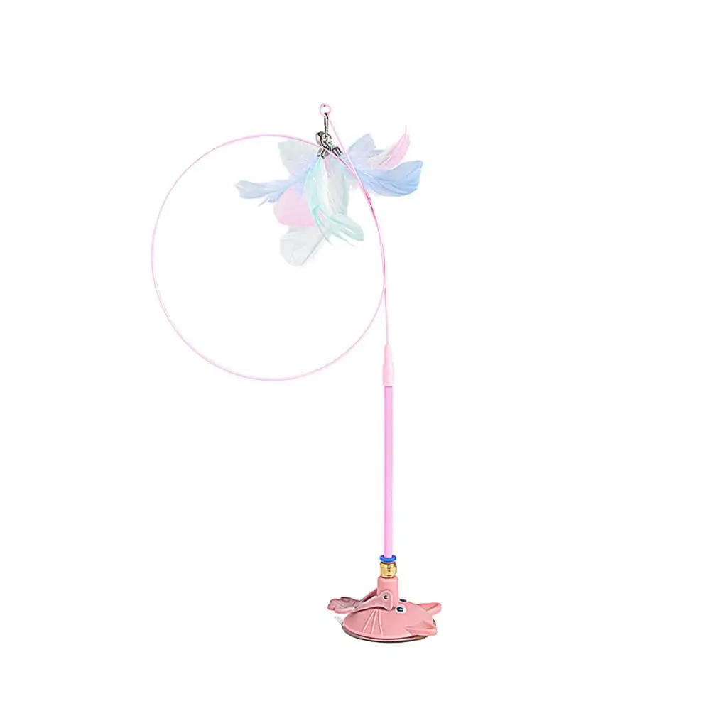 

Bite-resistant Cat Teaser Fluffy Feather Cat Toy Set with Detachable Teaser Wand Sucker Base Funny Kitten for Endless for Cats