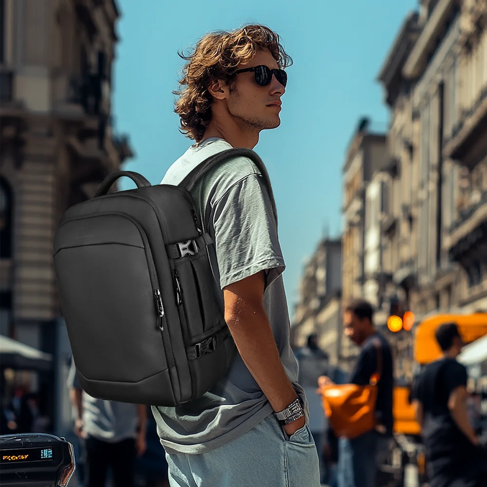 HK 비즈니스 남성용 백팩 방수 여행 가방 17인치 노트북 다기능 백팩 통학 하이킹용 대형 데이팩