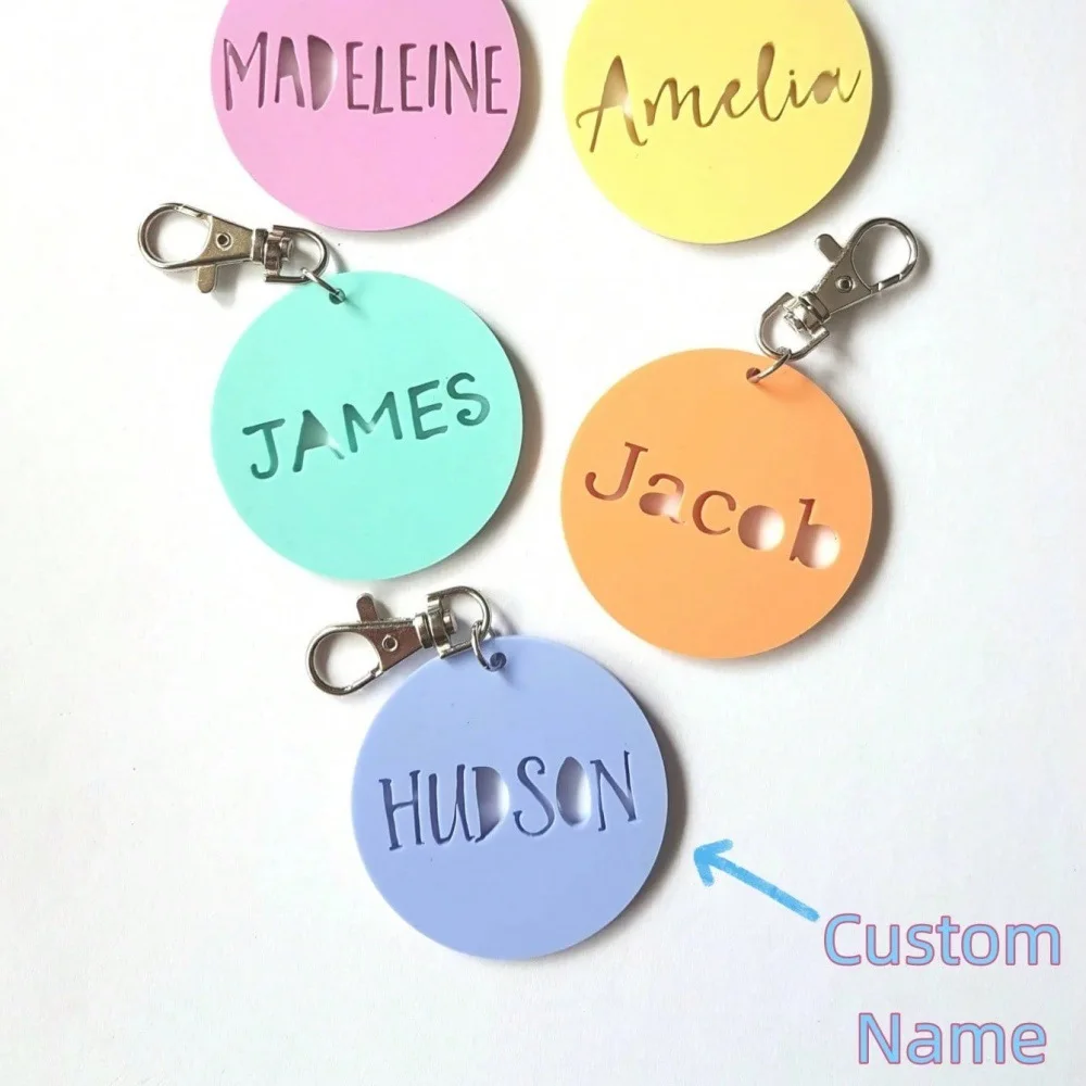 

2025 1 Piece Label Personalized Custom Name School Bag Gift Valentine's Commemorative Meaning Fashion Round Keychain Gift