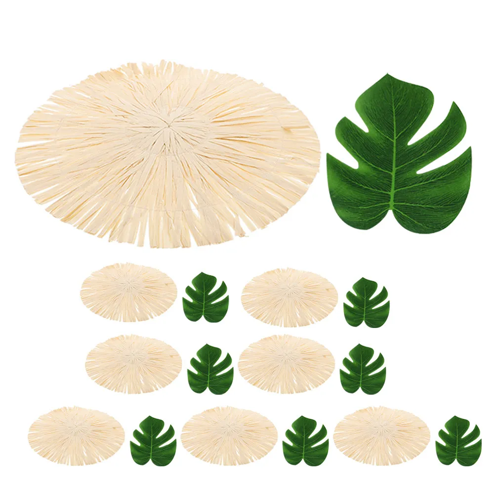 

1Set Monstera Leaf Placemats Paper Peva Table Mat Protective Dining Table Decoration Indoor Outdoor Home Use Hawaii Cup Coasters