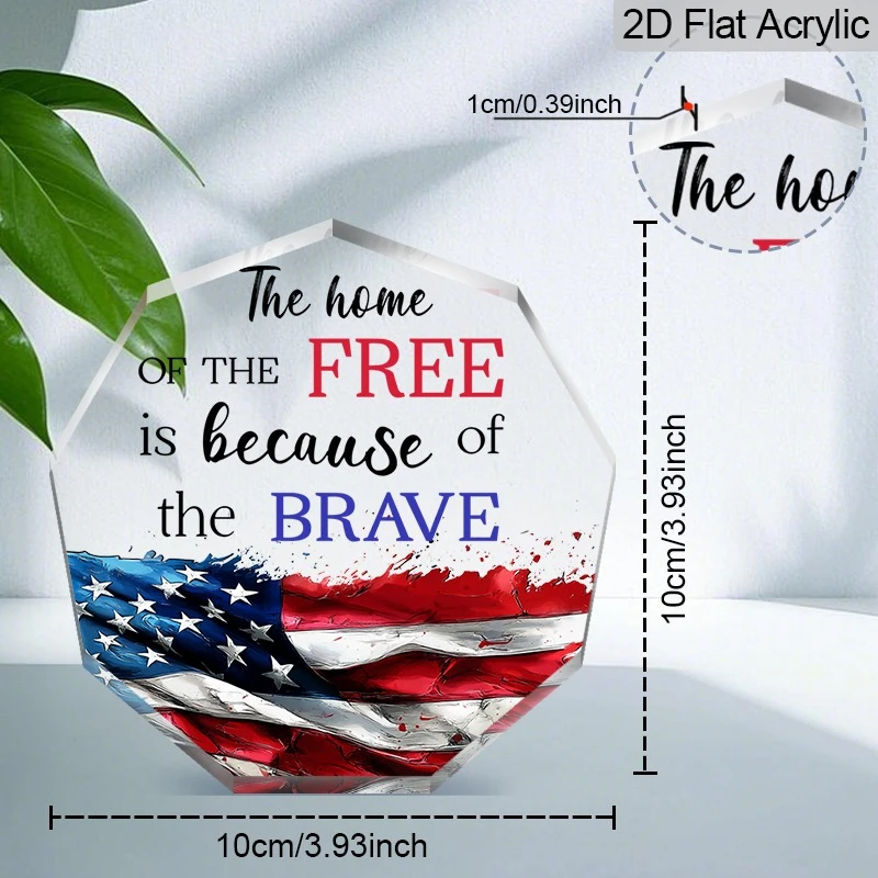 CIFBUY Acrylic Table Decor USA Flag 2D Flat Military Wall Art Brave Home Stand Sign Room Farmhouse Office Yard Display
