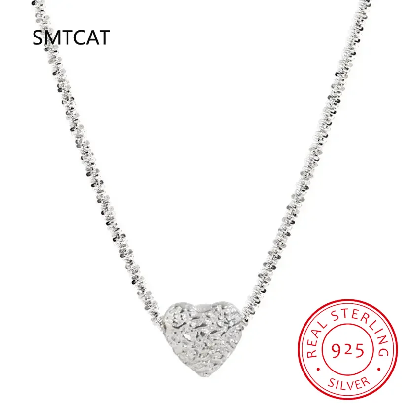 New Arrived S925 Sterling Silver Snake Chain Sparkling Choker Heart Necklace Clavicle Chain Wedding Gift Women Fine Jewelry