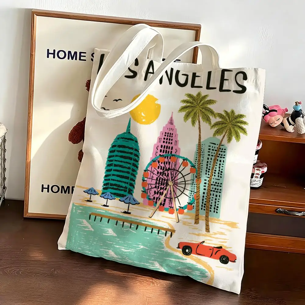 California-style vintage Storage Bags Canvas bags are suitable for going to class, shopping, gifts, and commuting