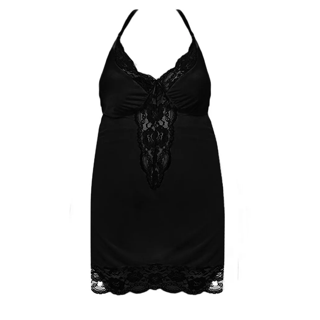 Sexy Large Size Lace Nightdress Women Spaghetti Strap Patchwork Oversized Babydoll Silk Satin Nightgown Ladies Sleepwear Nightie