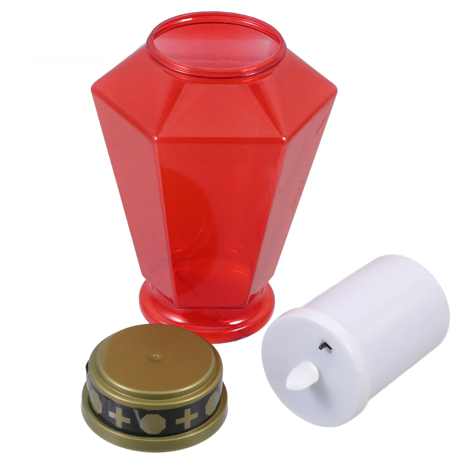 5 قطع من 5 قطع من شموع القبر LED المتقاطعة الشمسية لمقبرة الشاي الخفيفة المضاءة المتقاطعة عديمة اللهب المستدقة باللون الأحمر #2