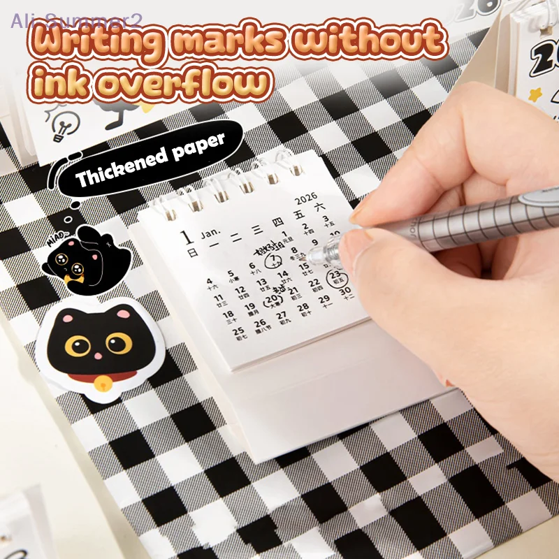 {Summer2} Calendário compacto 2026 de 2 unidades com estampa de gato, ideal para escritório e escola, acessório perfeito para sua mesa