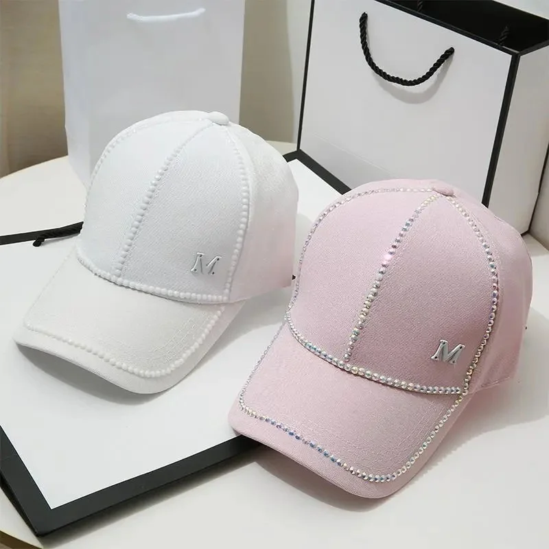 Spring New Women Rhinestone Letter M Baseball Caps Adjustable Hip Hop Fashion Shiny Hats Outdoor Travel All-match Caps