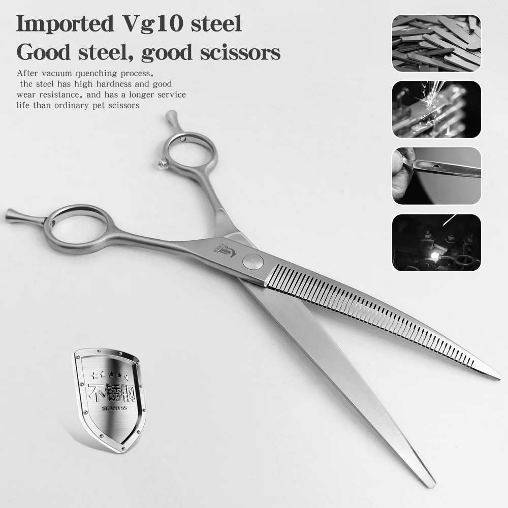 Pointed Curved Magic Grooming Scissors 7.25 Inch , Pet Beauty Scissors, Fine and Seamless Styling Scissors, VG10 Steel