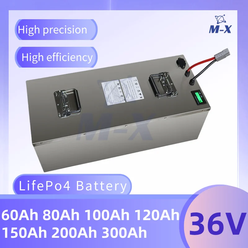 

36V 60Ah 80Ah 100Ah 120Ah 150Ah 200Ah 300ah LifePo4 Batterypack,with BMS for 3000w Golf Cart, Electric Vehicle+43.8V Charger