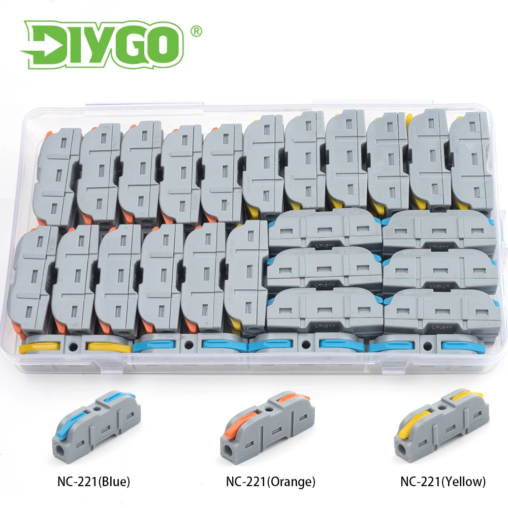 

50PCS Fast Splicing Wire Connector Multiplex Push-in Lever Reusable Insulated Terminal Block Compact Electrical Cable 28-12 AWG