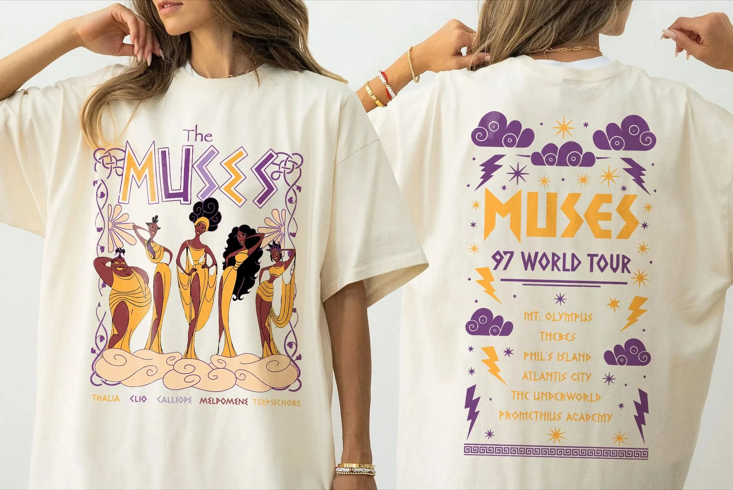 

Винтажные рубашки Disney Hercules The Muses 97, футболка в стиле ретро Disney Hercules Diva Muses Song, концертная рубашка