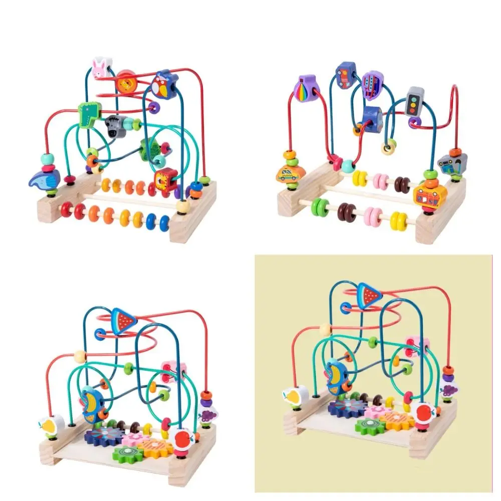 

Montessori Baby Toys Roller Coaster Bead Maze Animal Fruit Montessori Maze Circles Circles Wooden