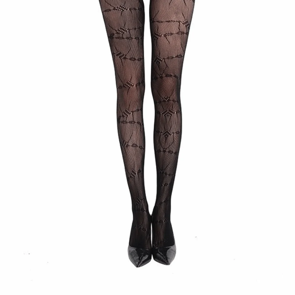 Soft Hollowed Out Halloween Theme Pantyhose Fishnet Black Ghost Bat Mesh Stockings Jacquard Spider Web Pantyhose Party