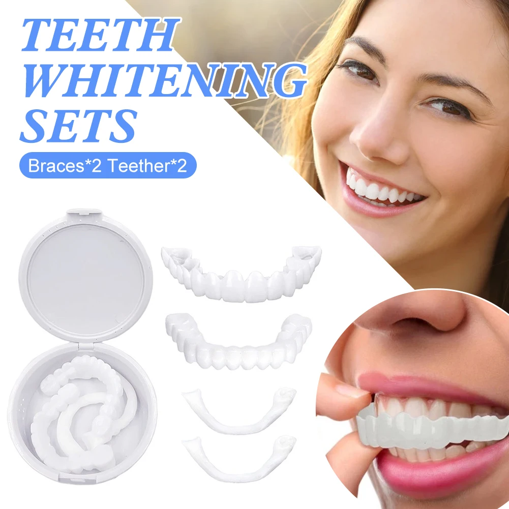 Teeth Veneers Whitening Dentures Temporary False Teeth Cover Imitation Braces for Perfect Smile for Men Women