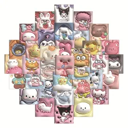 2023 New 3D 63pcs Cartoon Stereo Sanrio Creative Notebook Skateboard Phone Case Decorative Graffiti Sticker