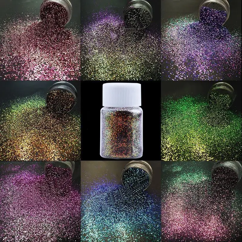 10g/Bottle Chameleon Powder Nail Chrome Pigment DIY Epoxy Resin Mold Dye Nail Art Glitter Dust Manicure DIY Mica Powder Pigments