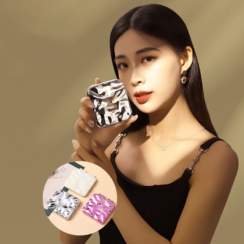 

Складное зеркало для макияжа с покрытием, мини квадратное зеркало для макияжа, портативные ручные зеркала, двухстороннее компактное зеркало, карманное зеркало