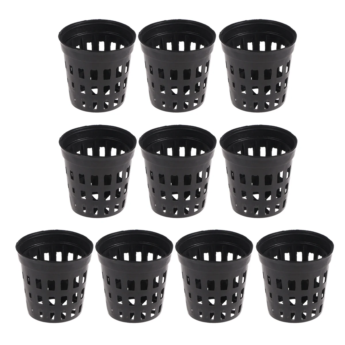 

10pcs Water Grass Basket Plastic Planting Cups With Drainage Holes For Aquarium Hydroponic Soil Media Cultivate Pot Black Middle