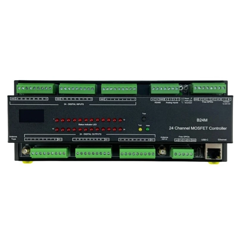 RS485 WiFi Ethernet RTC SD Card Arduino ESP-IDFB24M ESP32-S3 24CH  Output Smart Controller LCD I2C Tuya Module