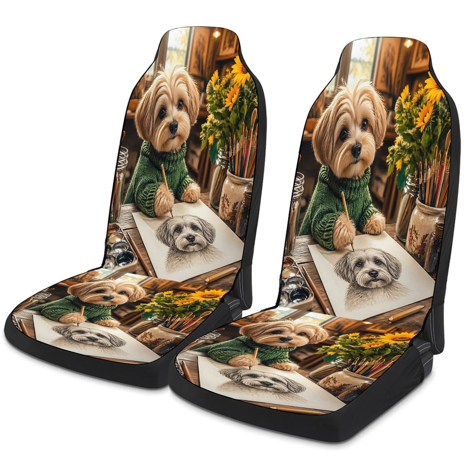 Ensemble de housses de siège de voiture à motif artistique créatif pour la plupart des voitures et camions, housses de protection de siège de voiture respirantes et tendance, ensemble complet, Uni