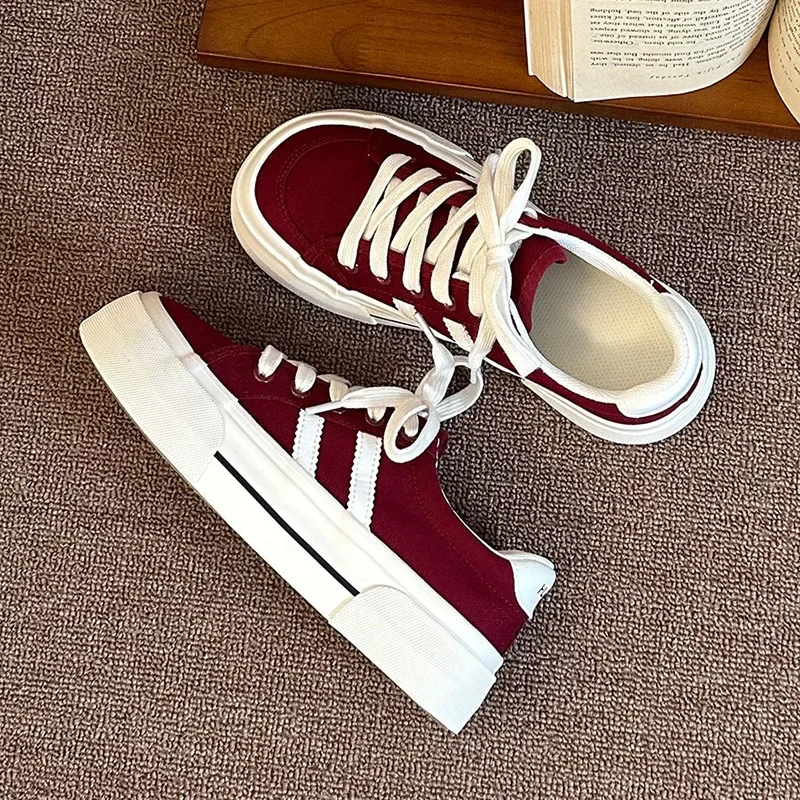 Classic Unisex Canvas Shoes Korean Style Versatile White Sneakers Thick Bottom Heightening Board Spring Autumn New Arrival