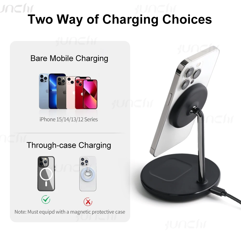 2 in 1 Magnetic Chargers Stand for Magsafe iPhone 15 15 Pro 14 Pro 13 AirPods Pro 15W Fast Wireless Charger for Samsung Xiaomi14