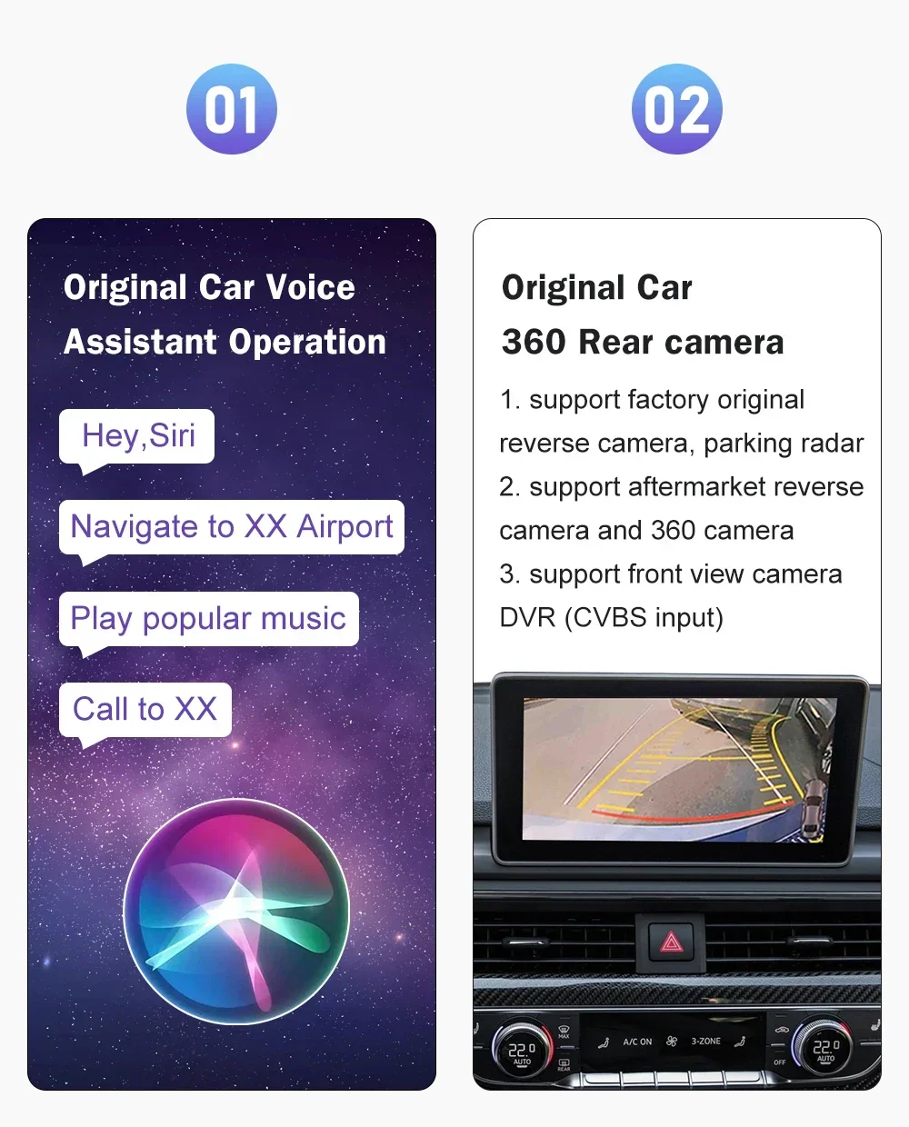 Kabelloses CarPlay für Audi A4 B9 A5 2016-2018 Android Auto Mirror Link AirPlay Rückfahrkamera Multimedia-Zubehör – Detail 14