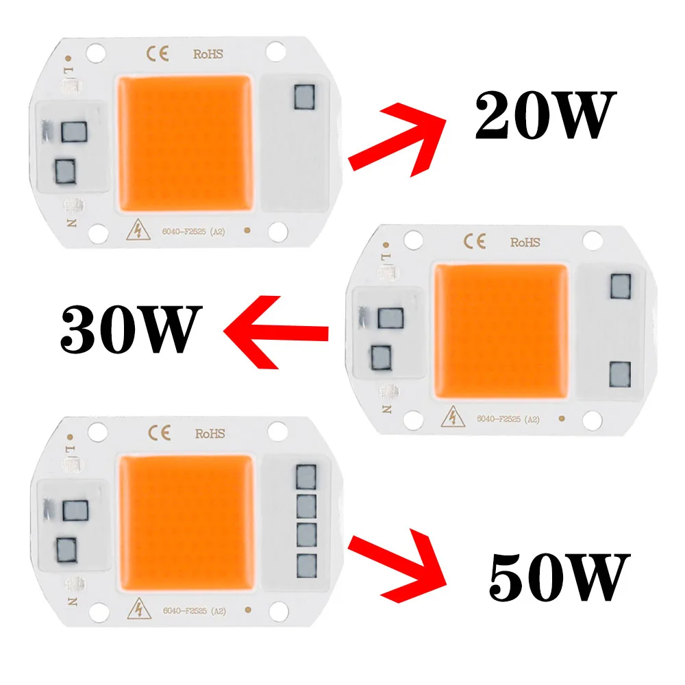 LED Grow Plant Light Chip Full Spectrum 220V 110V 20W 30W 50W for Indoor Plant Seedling Grow and Flower Growth Lighting