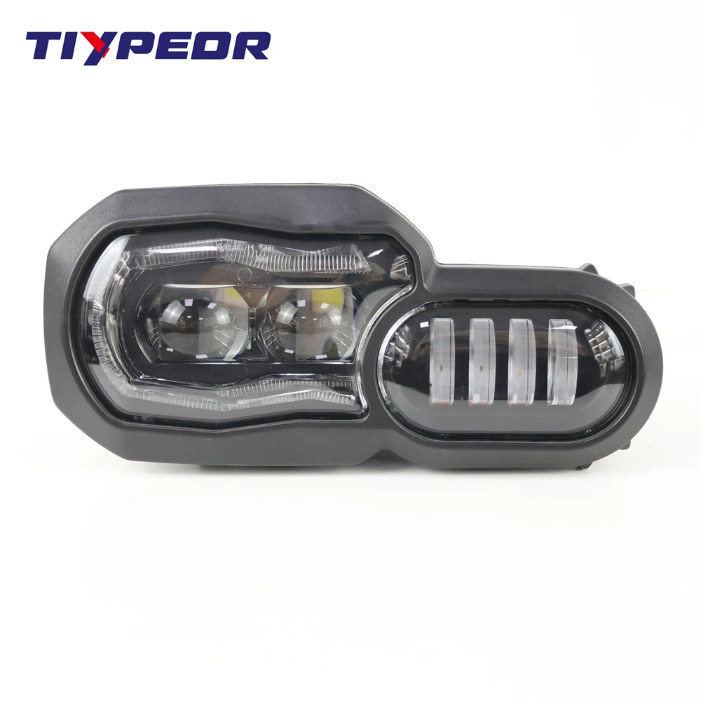 TIYPEOR Motorcycle Accessories LED Headlight Assembly With Angel Eyes DRL For BMW F650GS/F700GS/F800GS/F800R/F800 ADV Headlamp