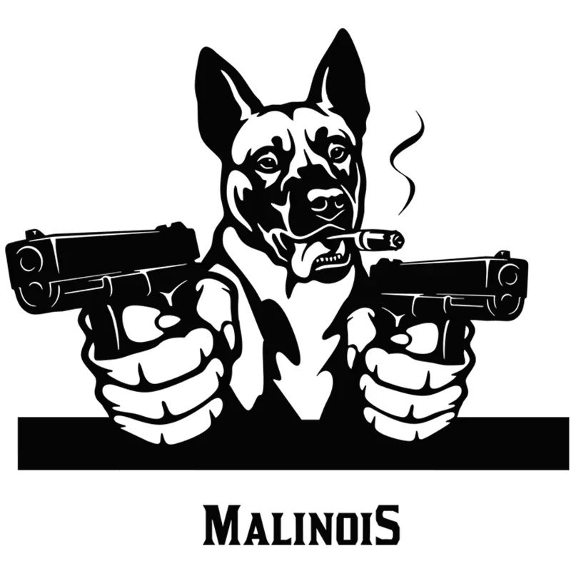 

Exterior Accessories Decal Gangster Belgian Shepherd Malinois Alaskan Dog with Gun Vinyl Car Stickers and Decals