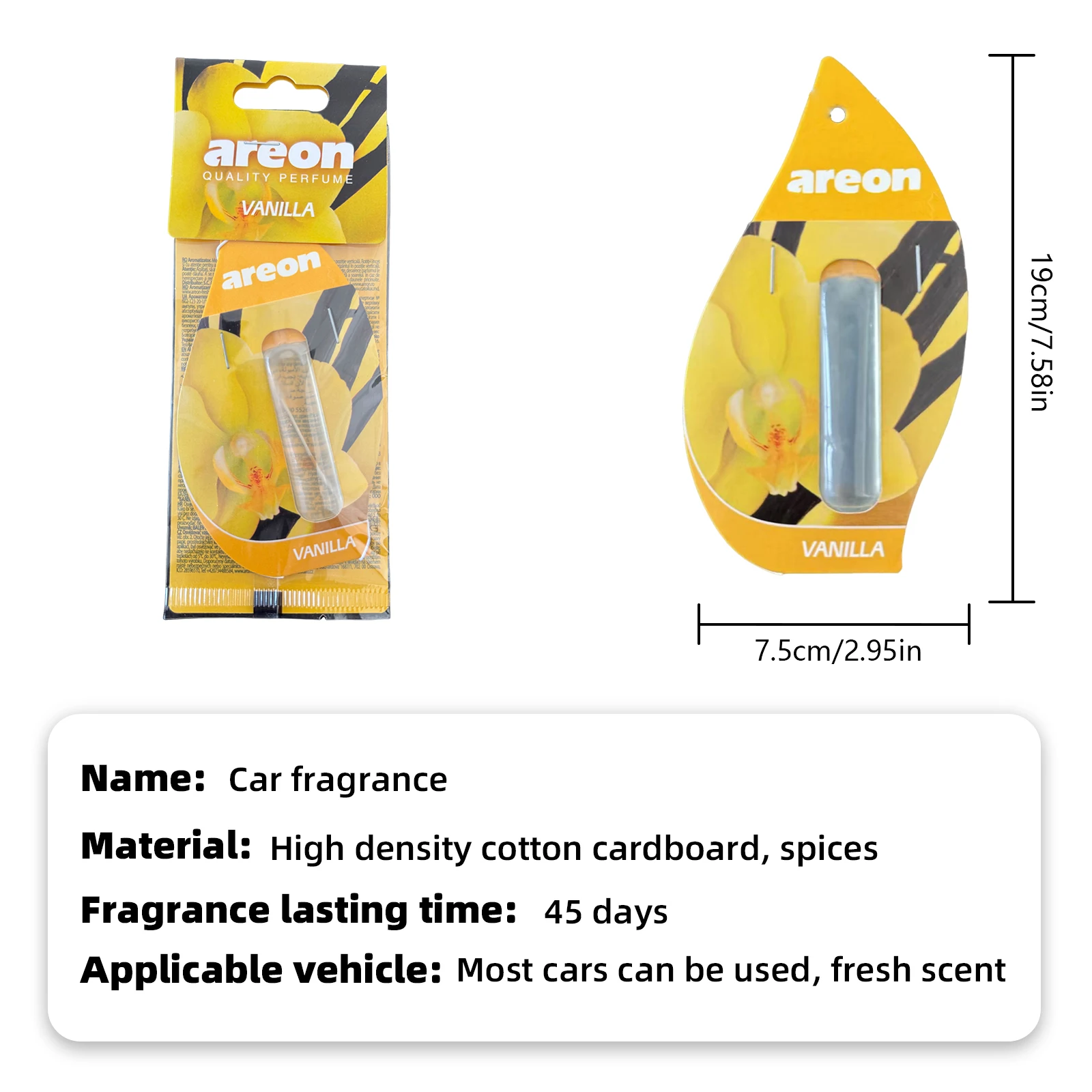 Aeron 5/20pcs VANILLA Scent Car Air Freshener, Natural Tea-Scented Paper, Car-Mounted Hanging Type, Car Interior Accessories