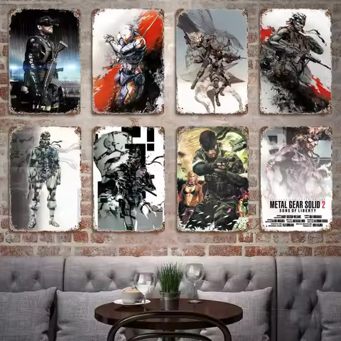 Vintage Metal Gear Solid Girl Game Decor Poster Tin Sign Decorative Plaque for Pub Bar Man Cave Club Wall Decoration Retro Met