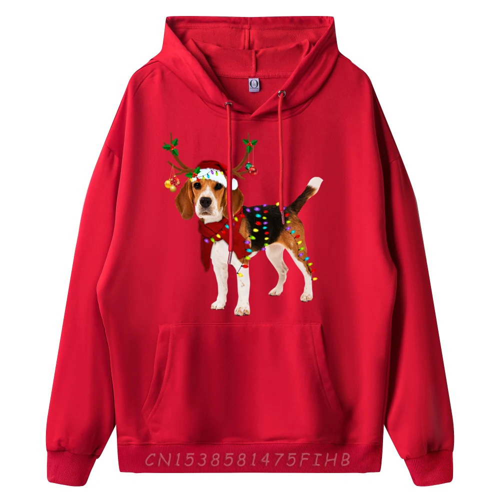 Santa Beagle Reindeer Light Christmas Graphic Pullover Hoodies Luxury Sweater Christmas Sweater