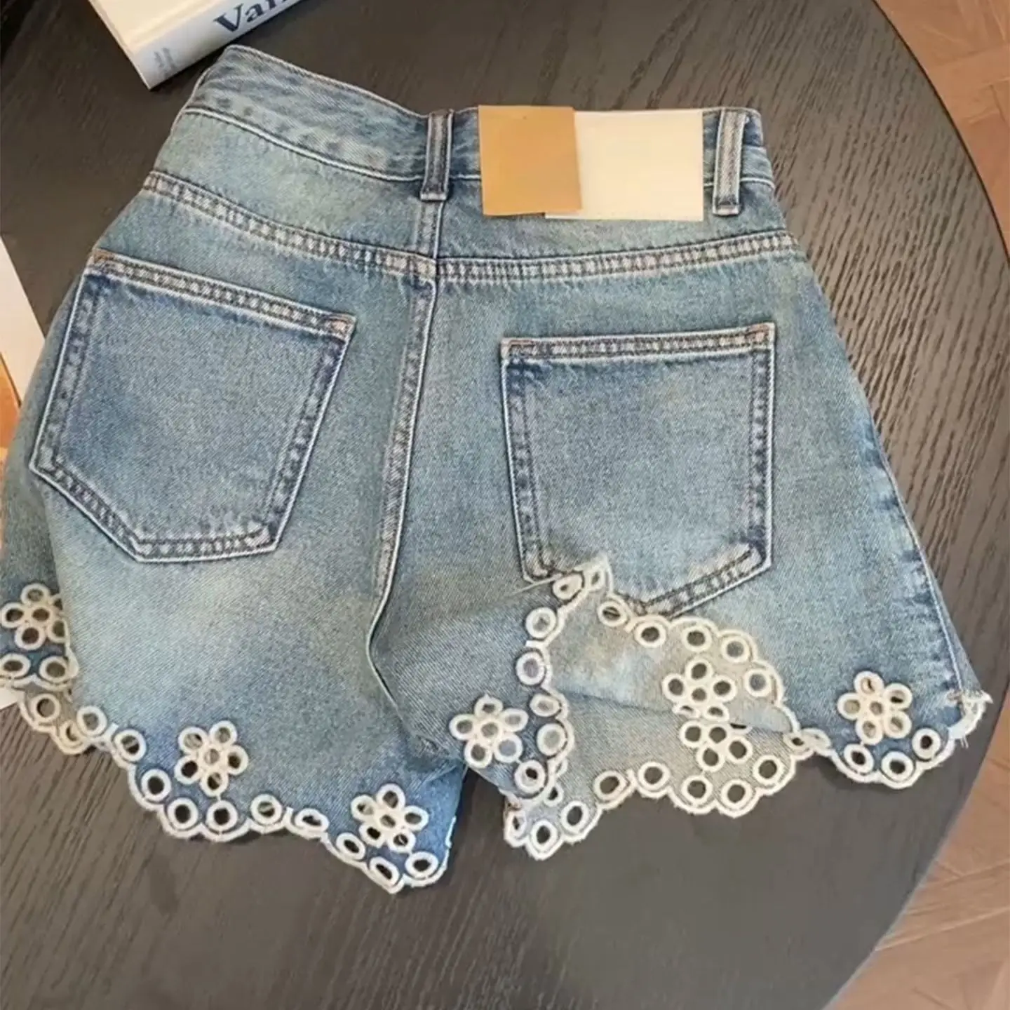2025 New Summer Korean Fashion Buttons Zipper Jeans Female All-match Hollow Out Wide Leg Pants Women Clothes Slim Ruffles Pants