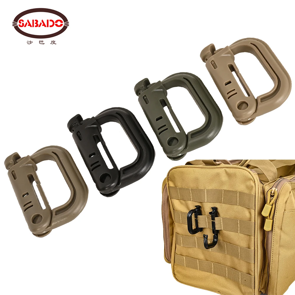 2pcs  Grimloc Molle Carabiner D Locking Ring Plastic Clip Snap Type Ring Buckle Carabiner Keychain ITW Fastener Bag Buckle