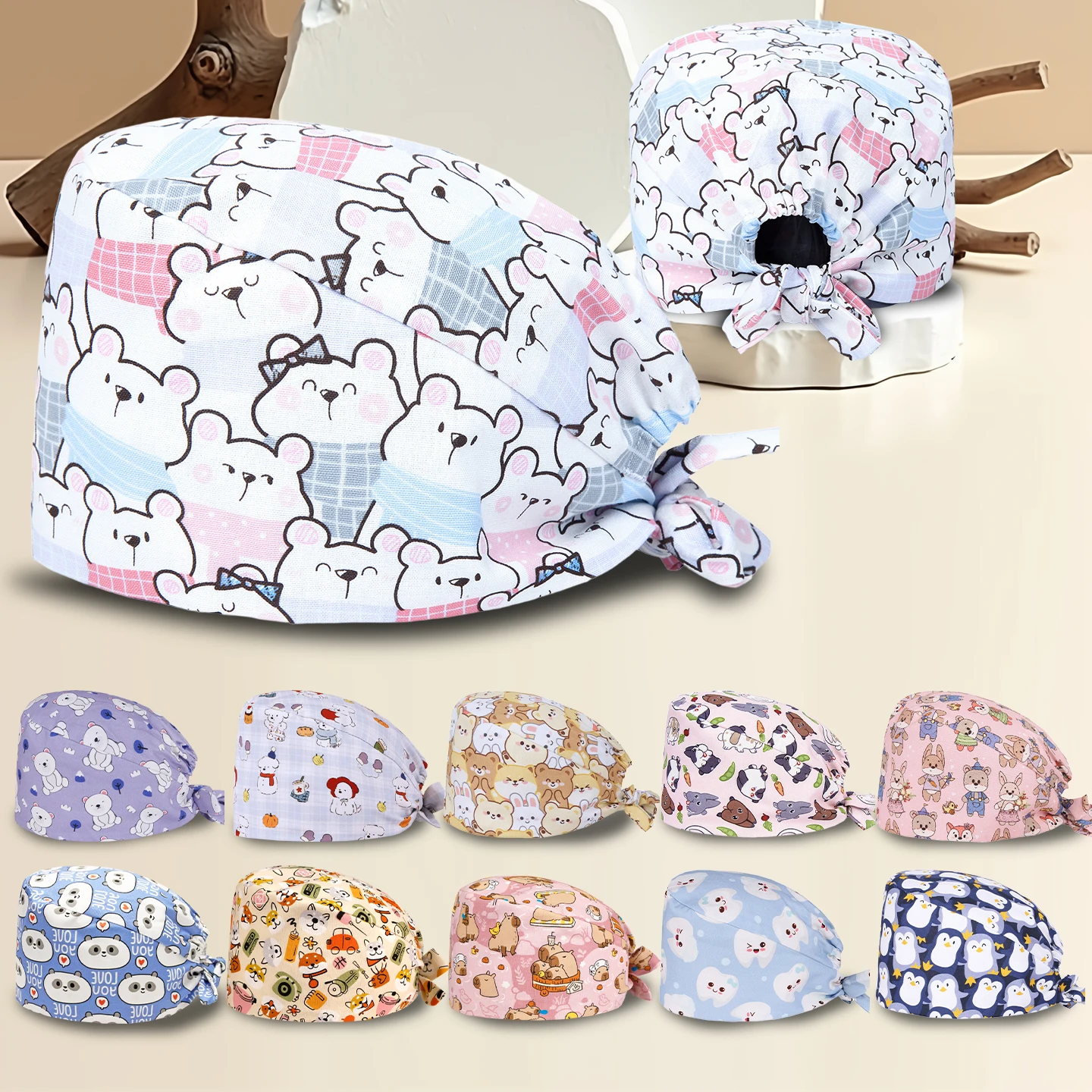 Surgical Hat Medical Scrub Caps No Fading Beauty Agency Hats Operating Room Hat Pet Hospital Working Cap Dental Nursing Skullcap