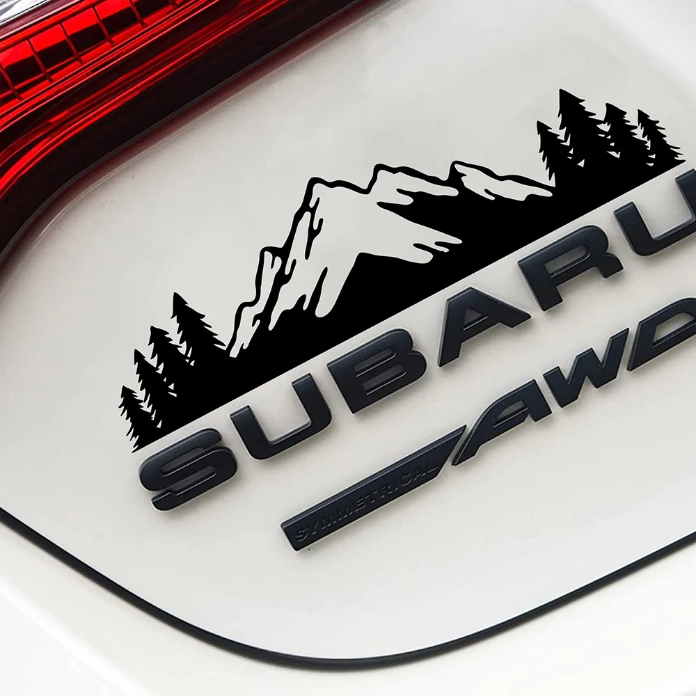 Pegatinas de vinilo de 7 pulgadas con diseño de árboles y montañas para Subaru Forester Outback Ascent Crossstrek, pegatinas gráficas para emblemas de camiones y coches