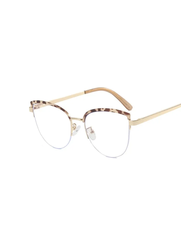 Vintage Metal Cat Eye Glasses Frame Women Cat-Eye Retro Luxury Eyeglasses Frame Brand Designer Computer Literature Glasses