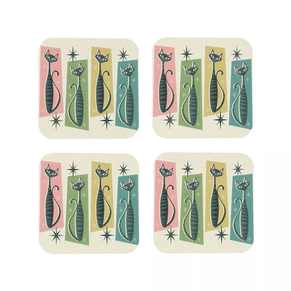 Retro Patchwork Tabbies Studioxtine Coasters Coffee Mats Set of 4 Placemats Cup Tableware Decoration & Accessories Pads for Home