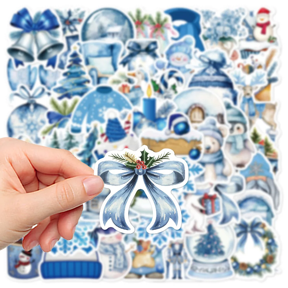 50/100 шт. синие зимние наклейки для скрапбукинга, ноутбука, граффити, комната, общественный дневник Y2k, модный телефон, забавная рождественская наклейка