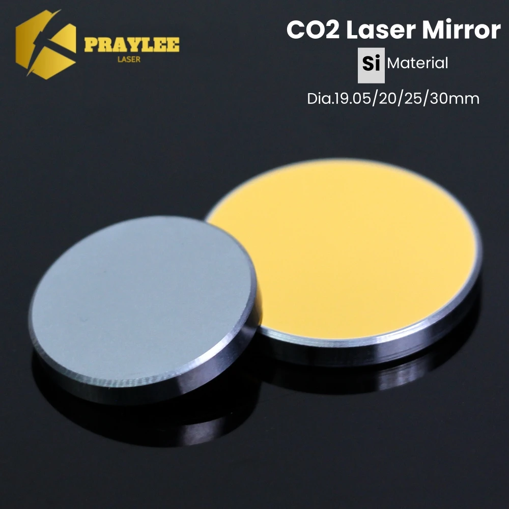 

Praylee Co2 Laser Si reflective Mirrors Dia19.05/20/25/30 10.6mm 400W for Laser Engraver Gold-Plated Silicon Reflector Lenses