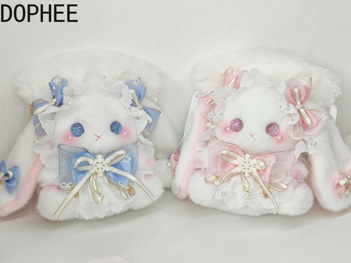 

Original Handmade Small Bucket Rabbit Bag Cute Lolita Drawstring Pearls Shoulder Crossbody Bag School Students Birthday Gift