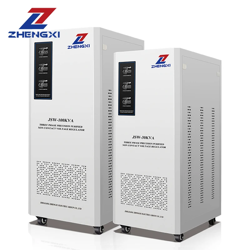

JSW High Precision 380VAC Industrial Voltage Stabilizer/Regulator 3 Phase 15KVA 30KVA 60KVA SVC Power 50Hz Frequency