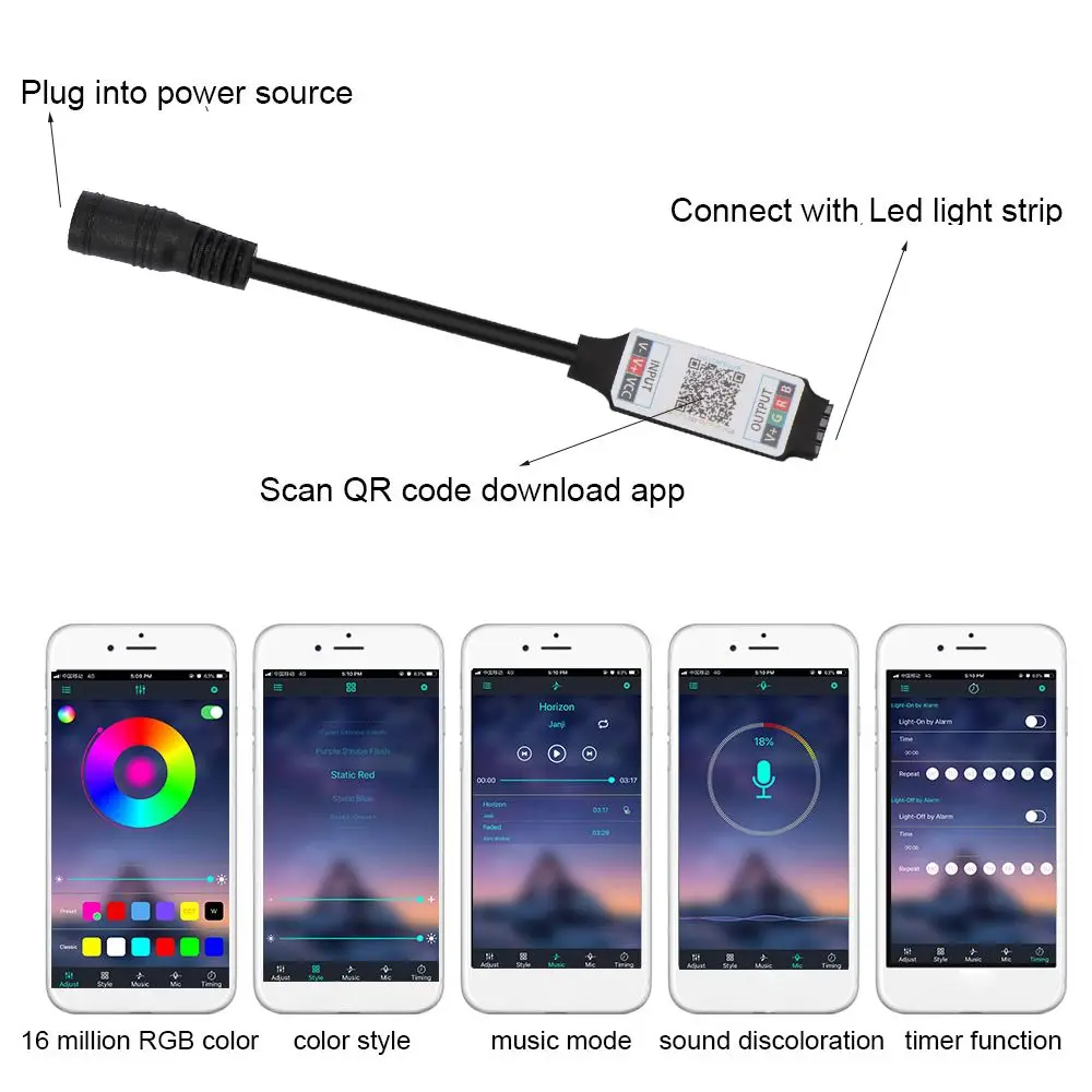 For 5050 3528 New DC 5-24V Smart Wireless Bluetooth LED Light Strip RGB Controller Adapter